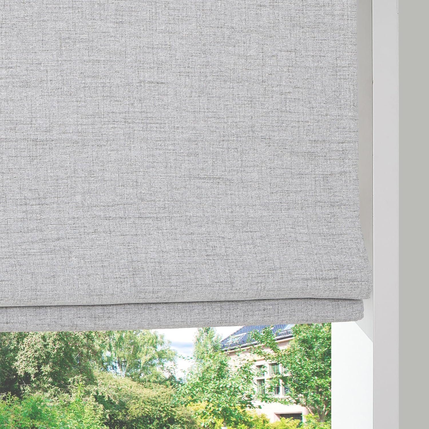 Artdix Cordless Linen Roman Shades, Natural Custom Fabric Room Darkening Roman Window Shades Blinds for Doors, French Doors, Kitchen Windows, Bathroom Windows