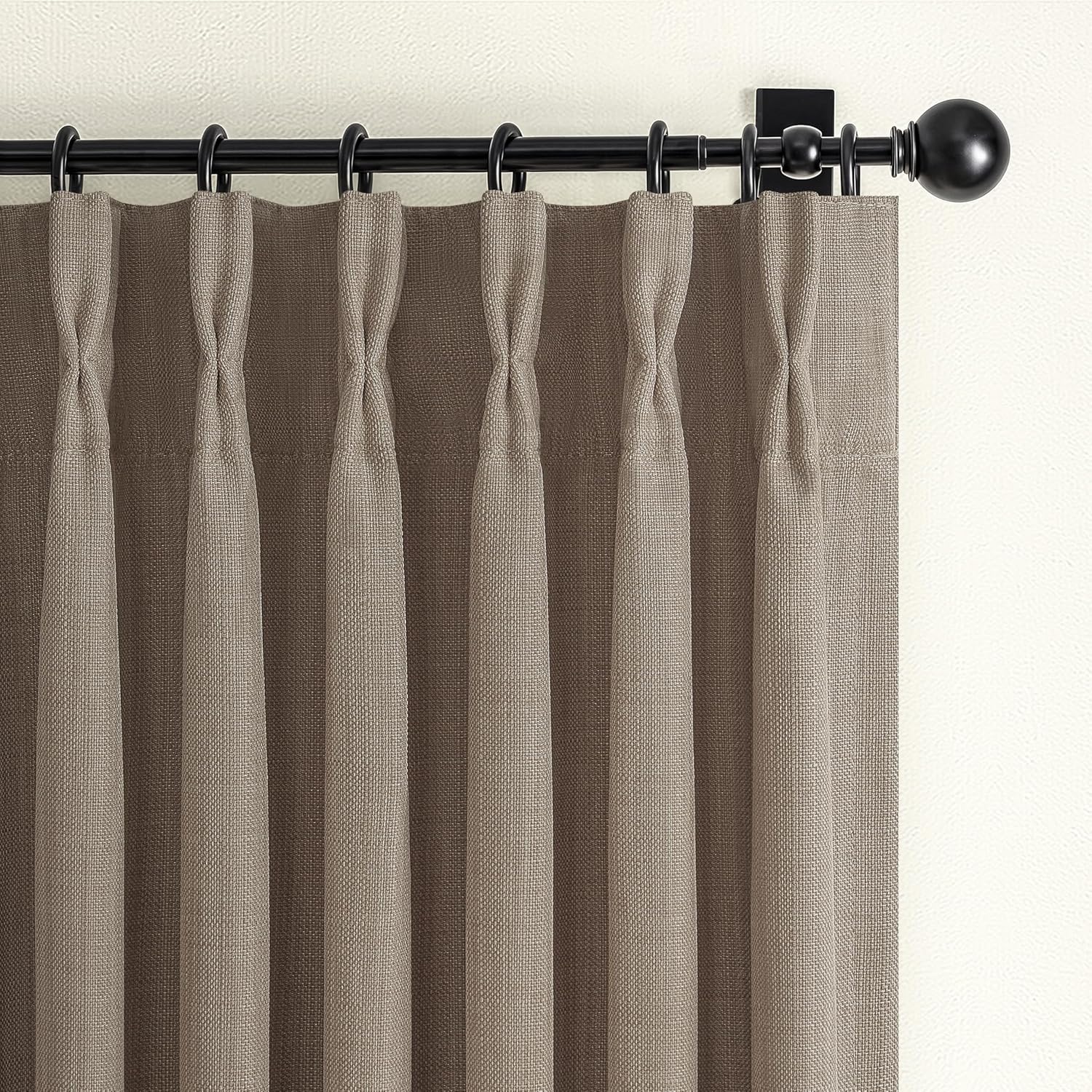 Memory Trained Pinch Pleated 96 Inch Viral Curtains for Living Room 2 Panels Set, Dark Grey Blackout Double Layer Linen Thermal Privacy Noise Reducing Elegant Windows Curtain for Kids Room 8 FT Length